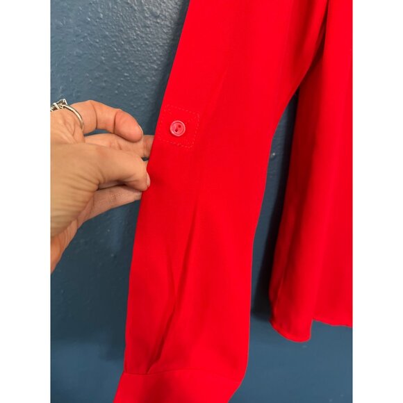 The Limited XS Womens Red Button-Up Blouse Roll-Tab Sleeves - Picture 5 of 6